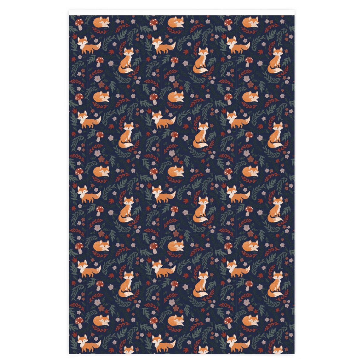 Navy Foxy Wrapping Paper