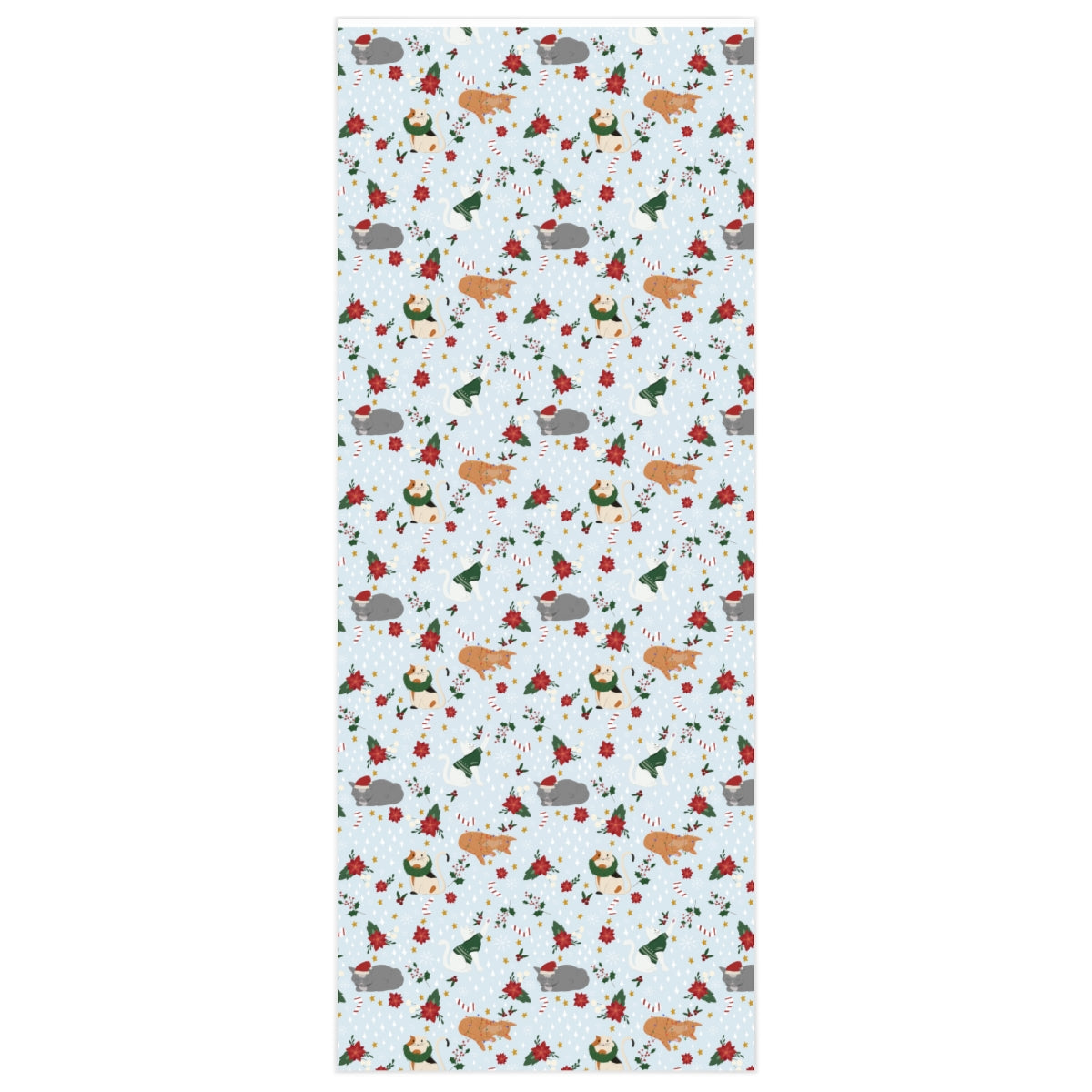 Christmas Cat Wrapping Paper - Snowy Blue