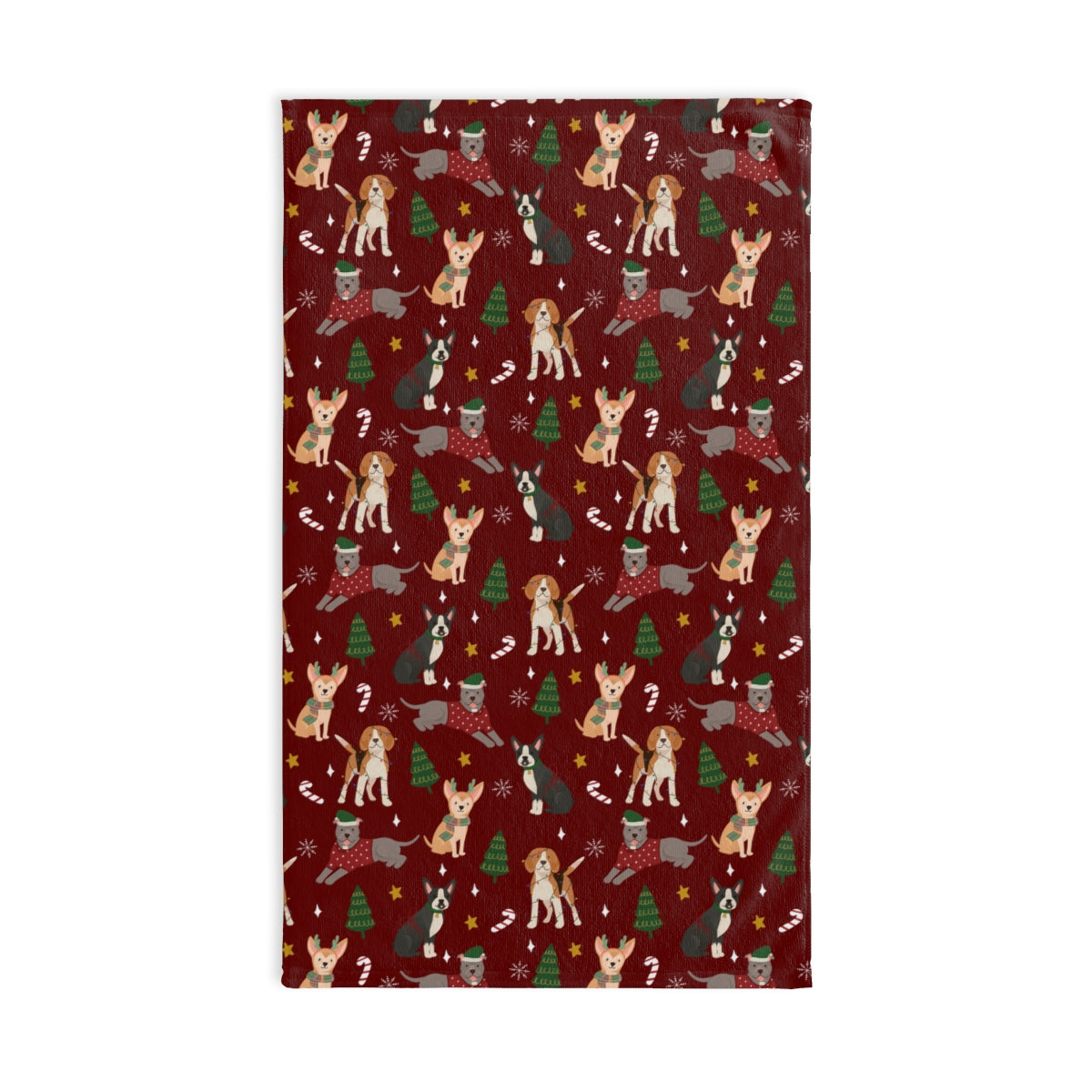 Christmas Dogs - Deep Red - Hand Towel
