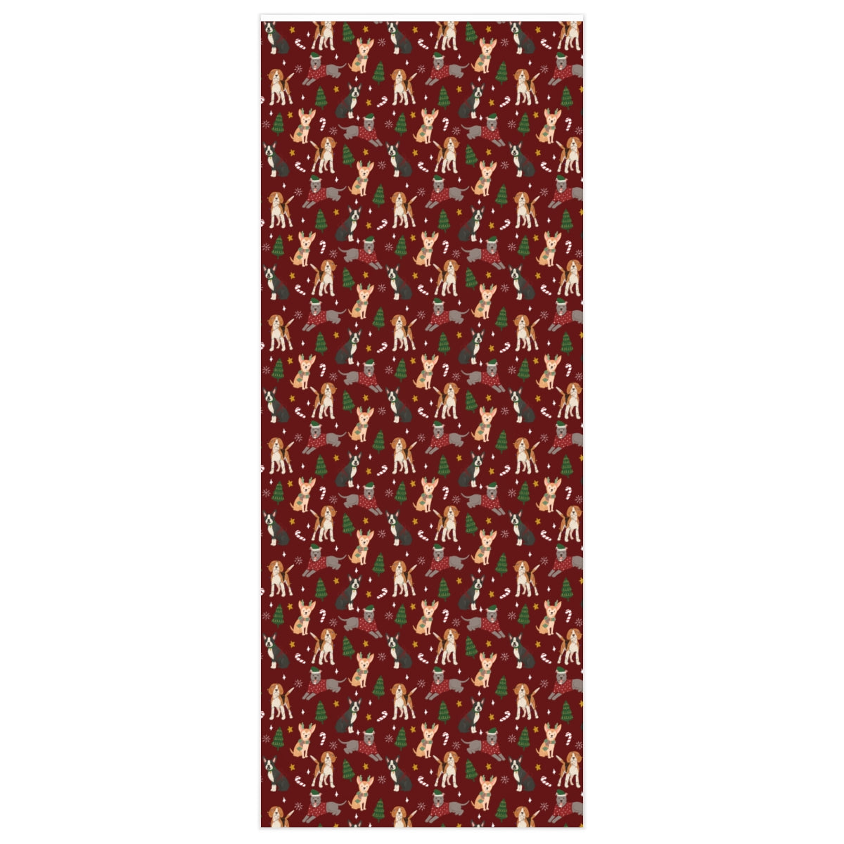 Christmas Dogs Wrapping Paper - Deep Red