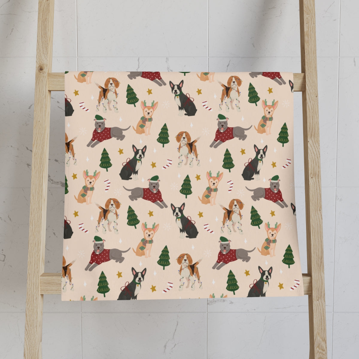 Christmas Dogs - Tan - Hand Towel