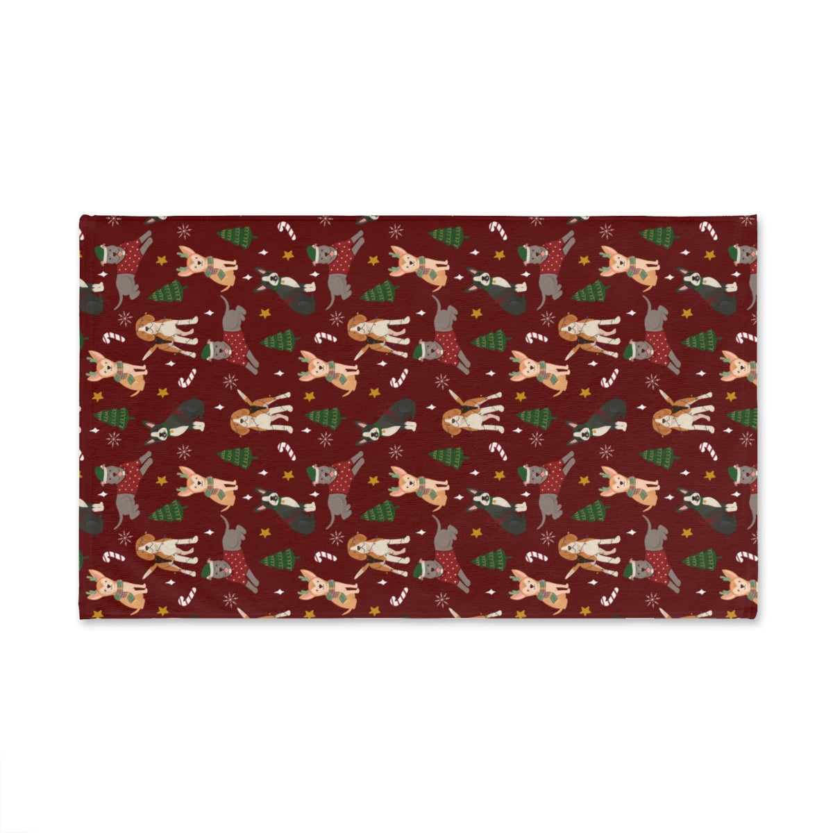 Christmas Dogs - Deep Red - Hand Towel