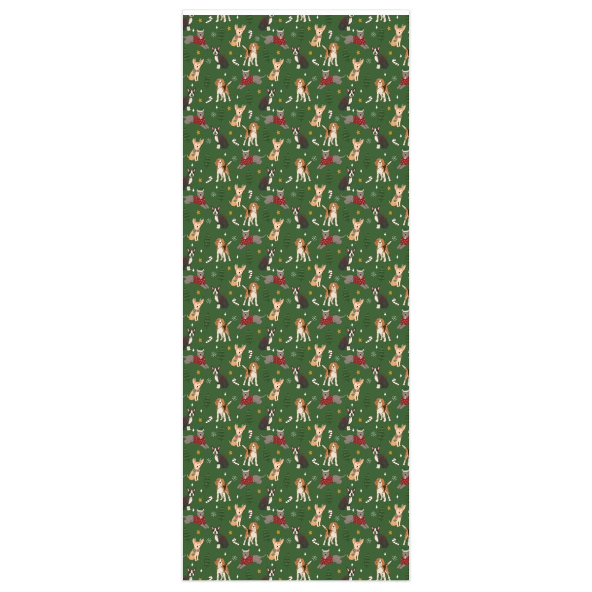Christmas Dogs Wrapping Paper - Dark Green