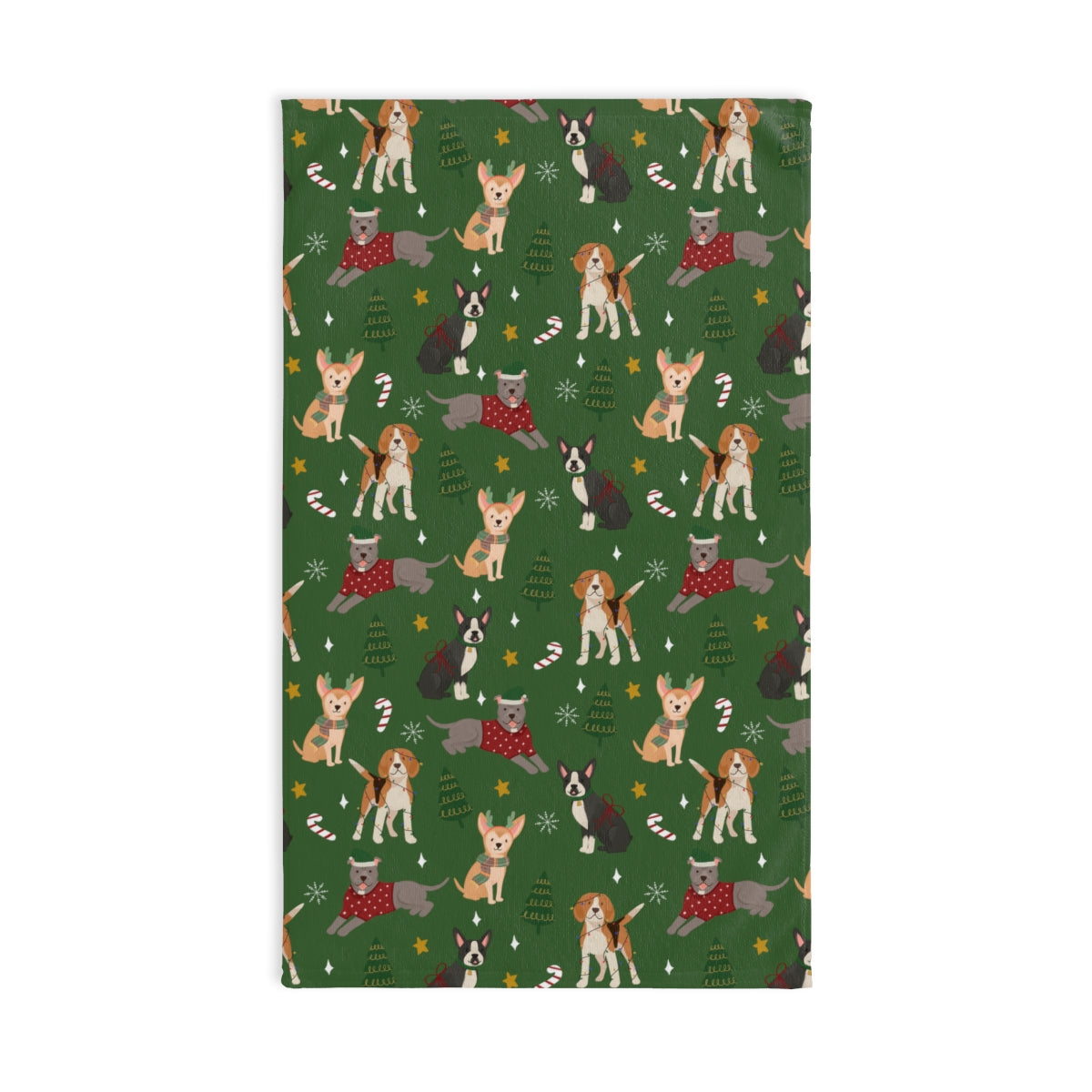 Christmas Dogs - Dark Green - Hand Towel