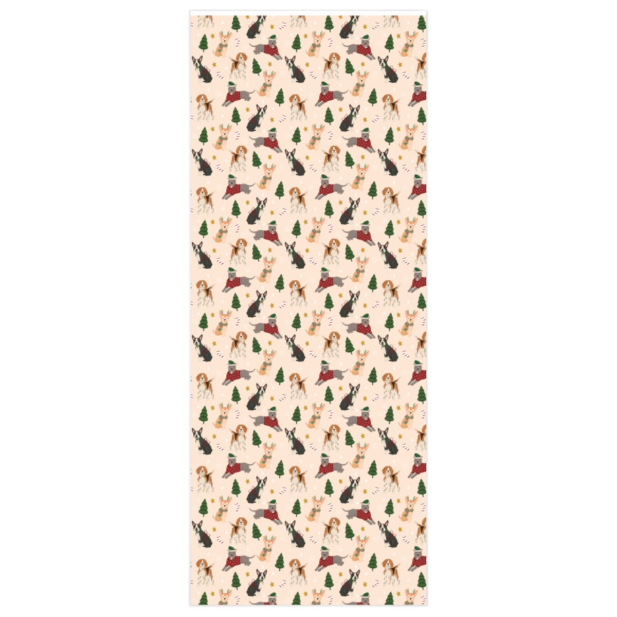 Christmas Dogs Wrapping Paper - Tan