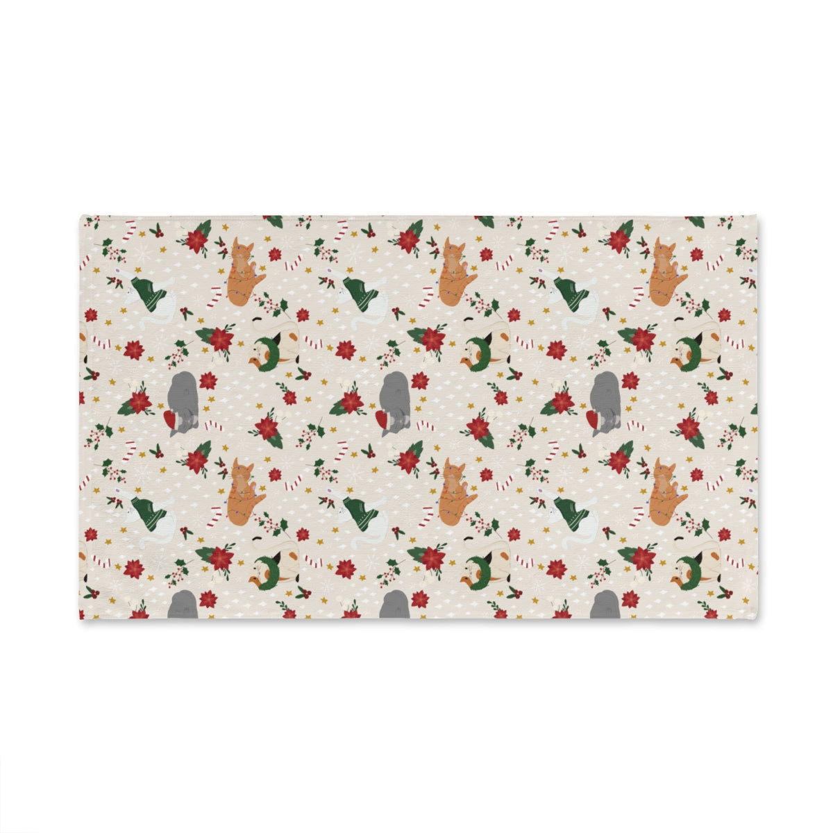 Christmas Cats - Light Tan - Hand Towel