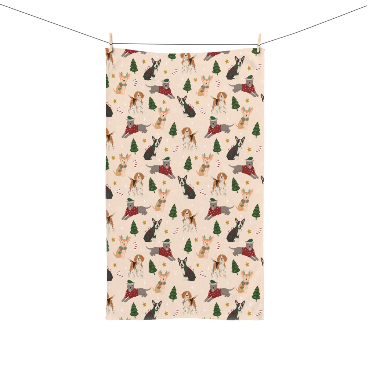 Christmas Dogs - Tan - Hand Towel