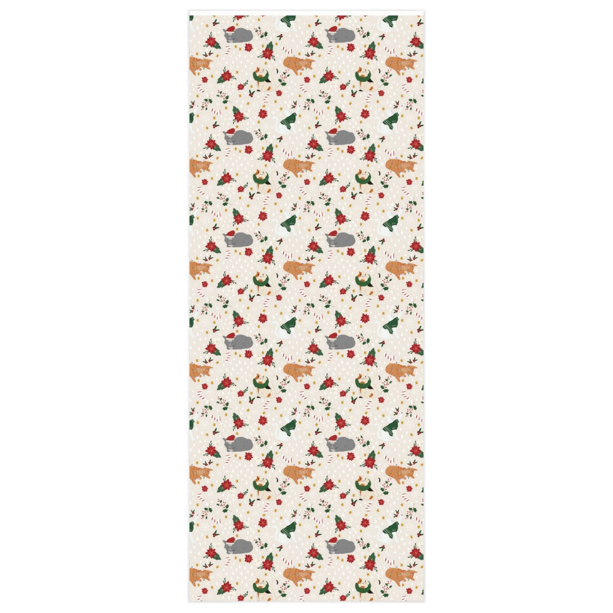 Christmas Cat Wrapping Paper - Light Tan