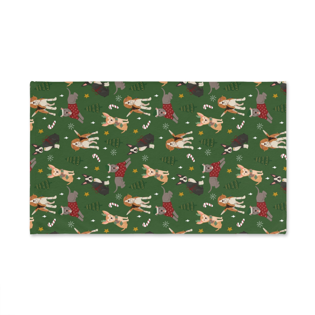 Christmas Dogs - Dark Green - Hand Towel