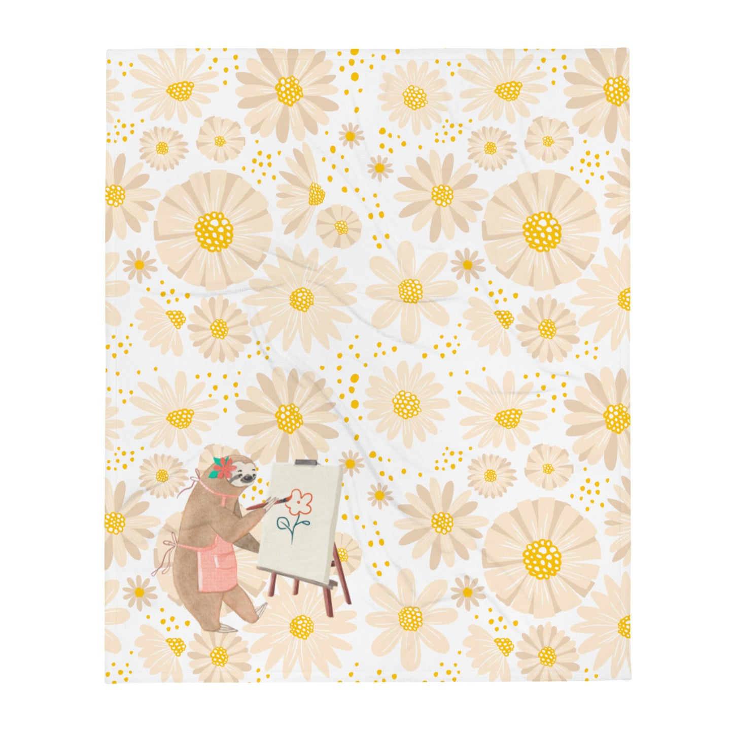 Artsy Sloth - Floral Throw Blanket