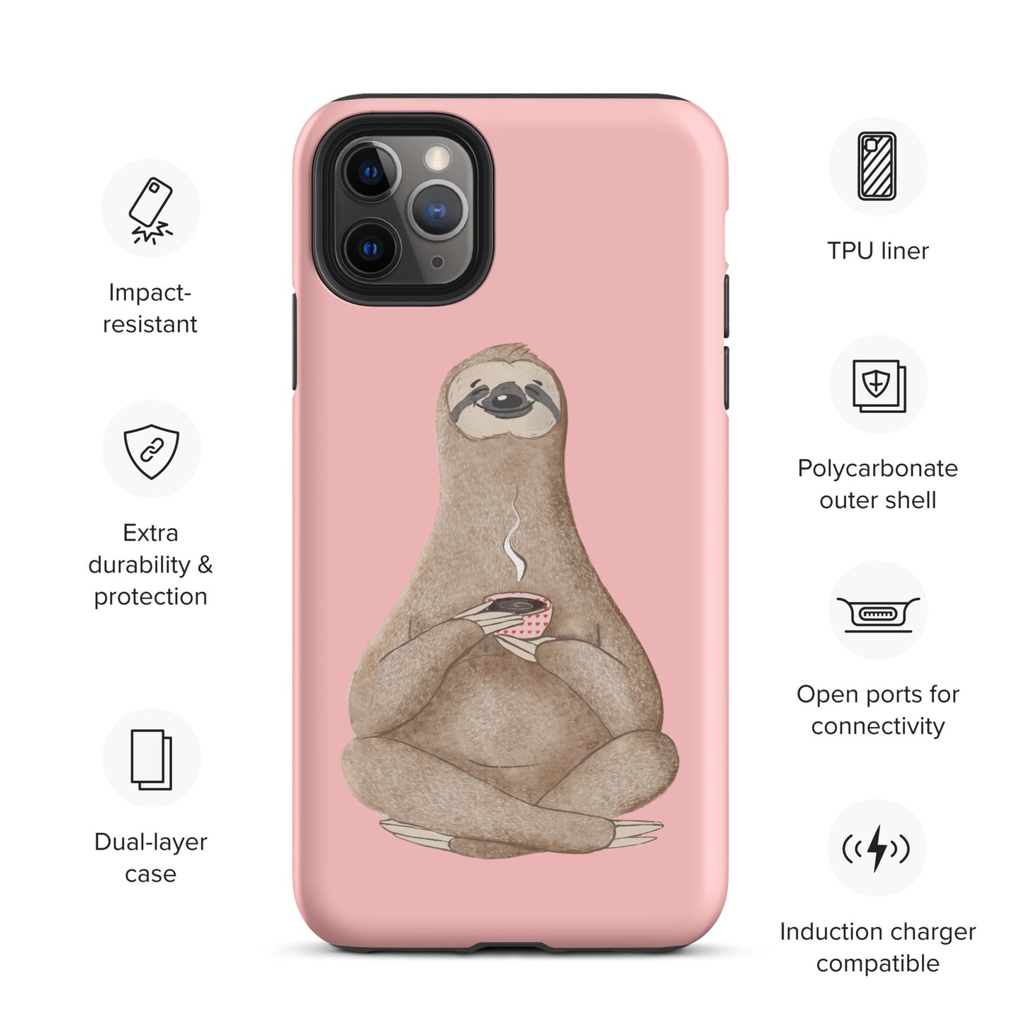 Coffee Sloth - Tough iPhone case - Pink