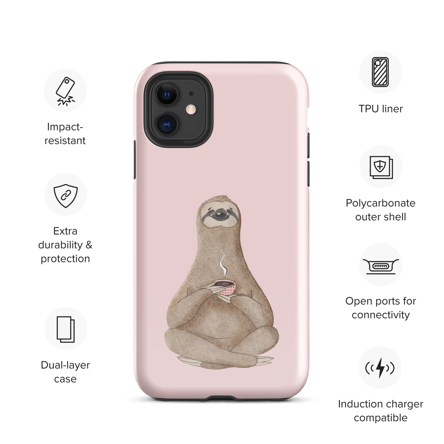 Tough Case for iPhone® - Light Pink Sloth