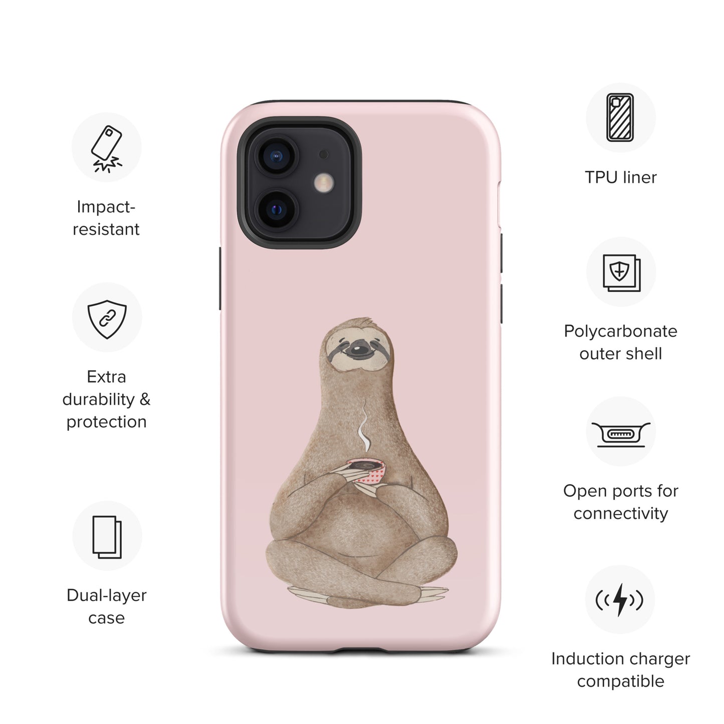 Tough Case for iPhone® - Light Pink Sloth