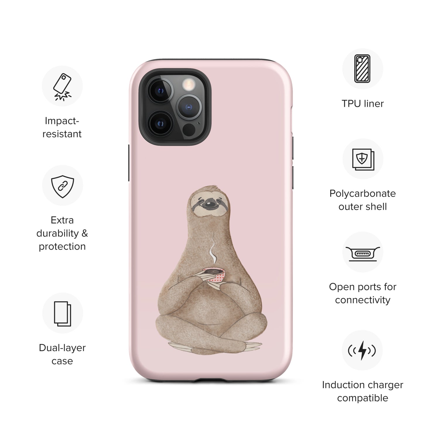 Tough Case for iPhone® - Light Pink Sloth