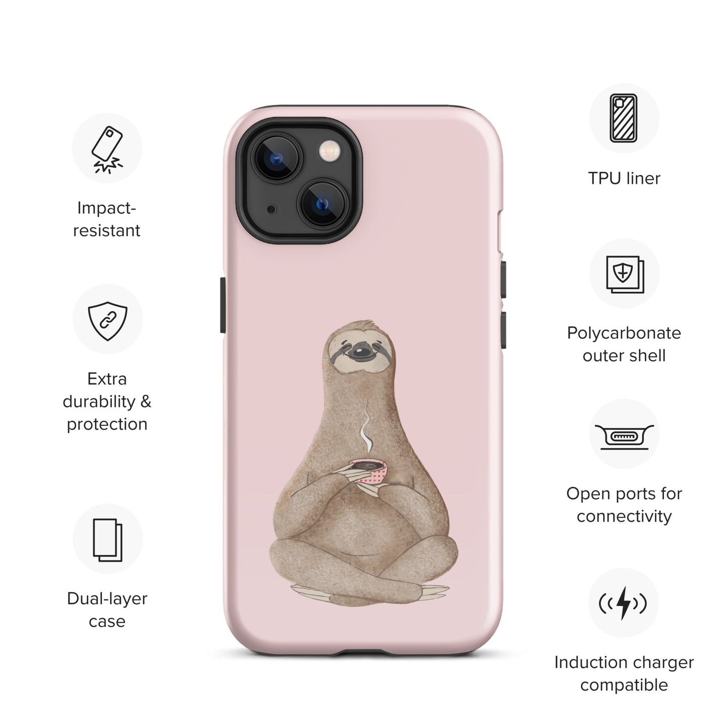 Tough Case for iPhone® - Light Pink Sloth