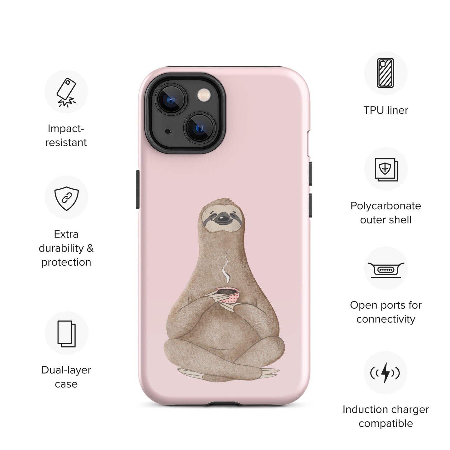 Tough Case for iPhone® - Light Pink Sloth