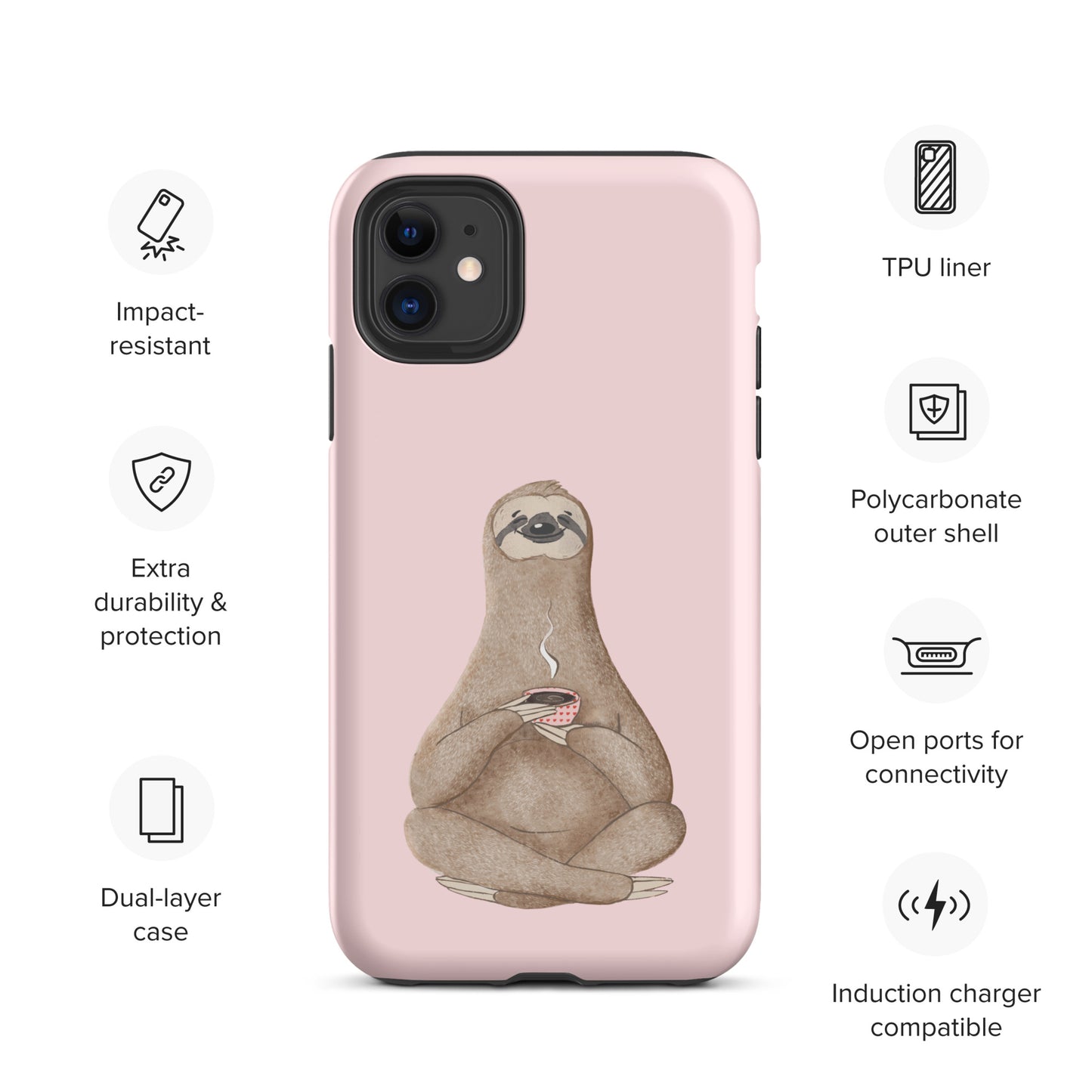 Tough Case for iPhone® - Light Pink Sloth