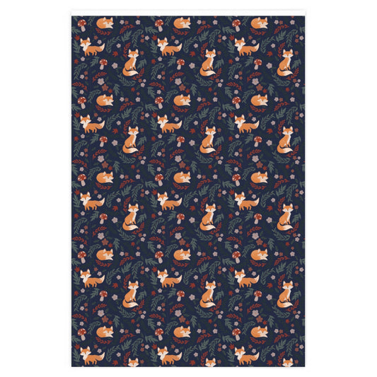 Navy Foxy Wrapping Paper
