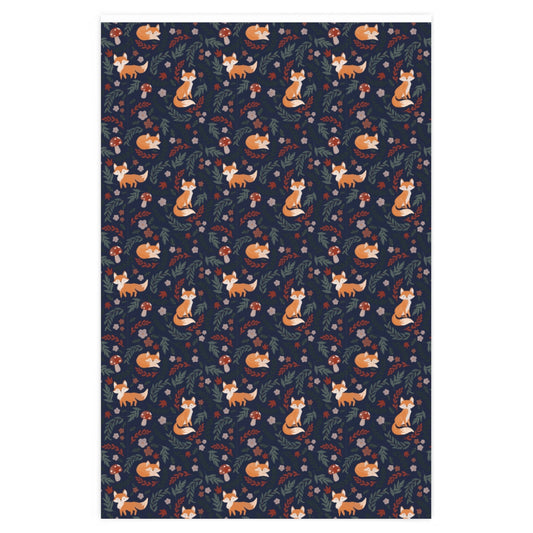 Navy Foxy Wrapping Paper