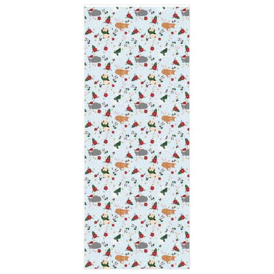 Christmas Cat Wrapping Paper - Snowy Blue