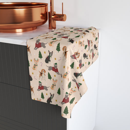 Christmas Dogs - Tan - Hand Towel