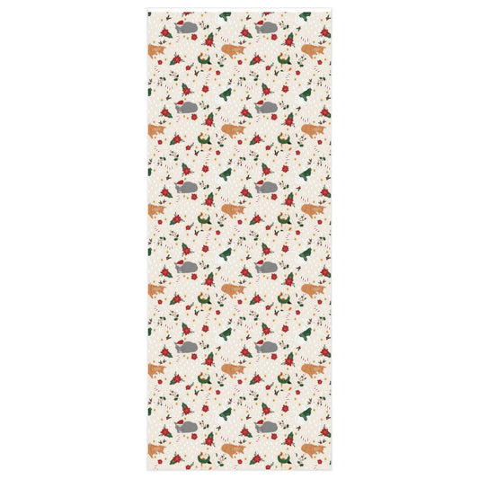 Christmas Cat Wrapping Paper - Light Tan