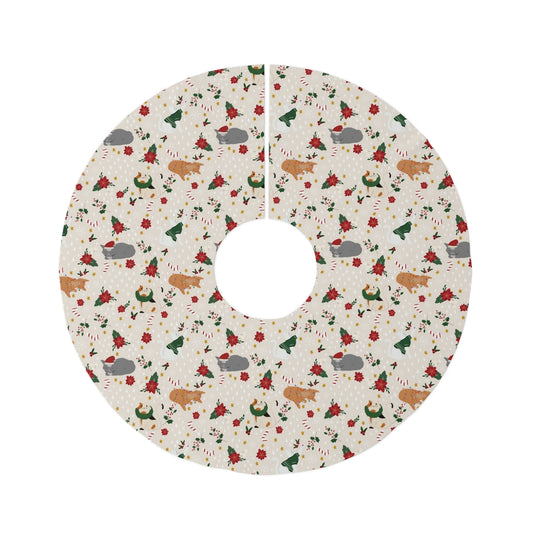 Christmas Cats - Round Tree Skirt in Light Tan