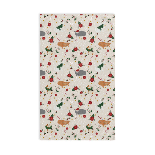 Christmas Cats - Light Tan - Hand Towel