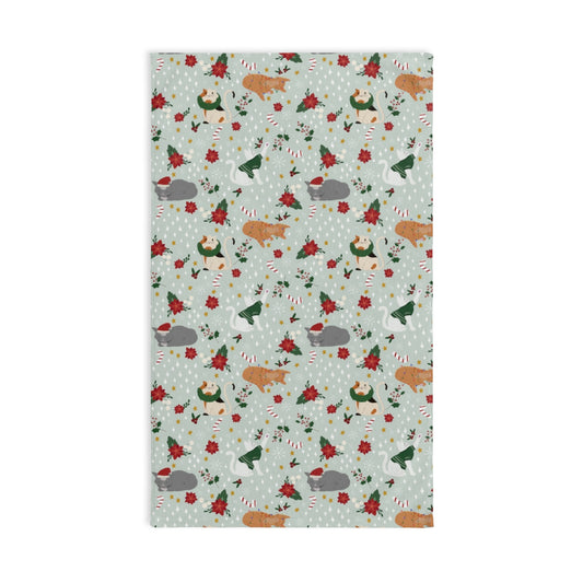 Christmas Cats - Soft Green - Hand Towel
