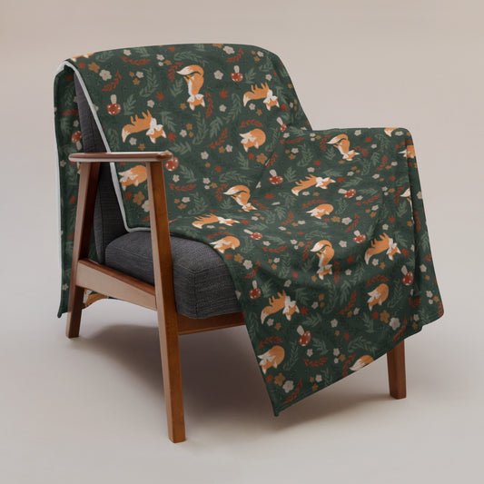 Foxy Throw Blanket - Hunter Green