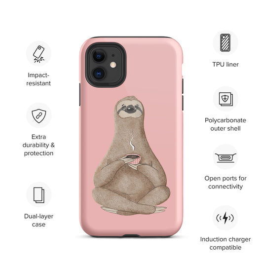 Coffee Sloth - Tough iPhone case - Pink