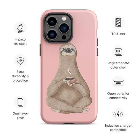 Coffee Sloth - Tough iPhone case - Pink
