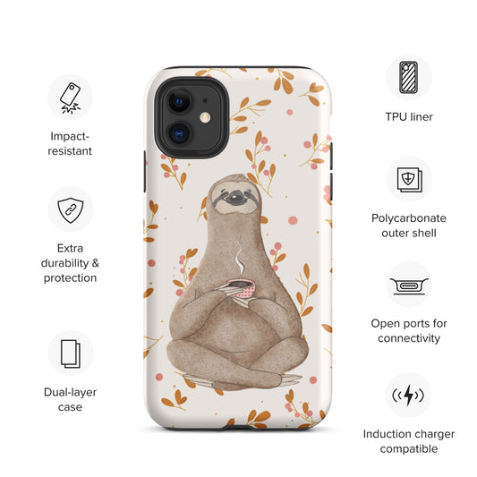 Coffee Sloth - Tough iPhone case - Floral